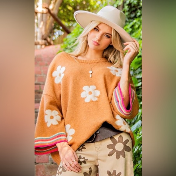 easel Sweaters - 158 1X - 3X 865 🎉🎉FLORAL PATTERN KNITTED SWEATER
PULLOVER